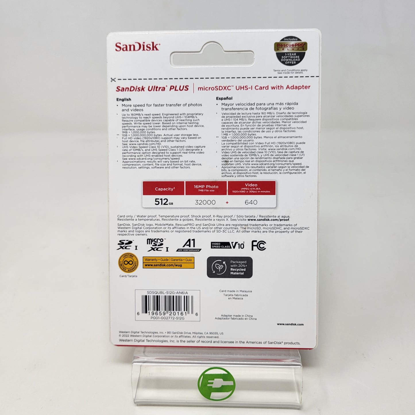 New SanDisk Ultra Plus 512GB 160MB/s MicroSDXC Memory Card FHD