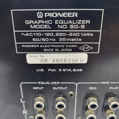 Pioneer SG-9 Graphic Equalizer AC110-120 220-240V 50/60HZ 25W