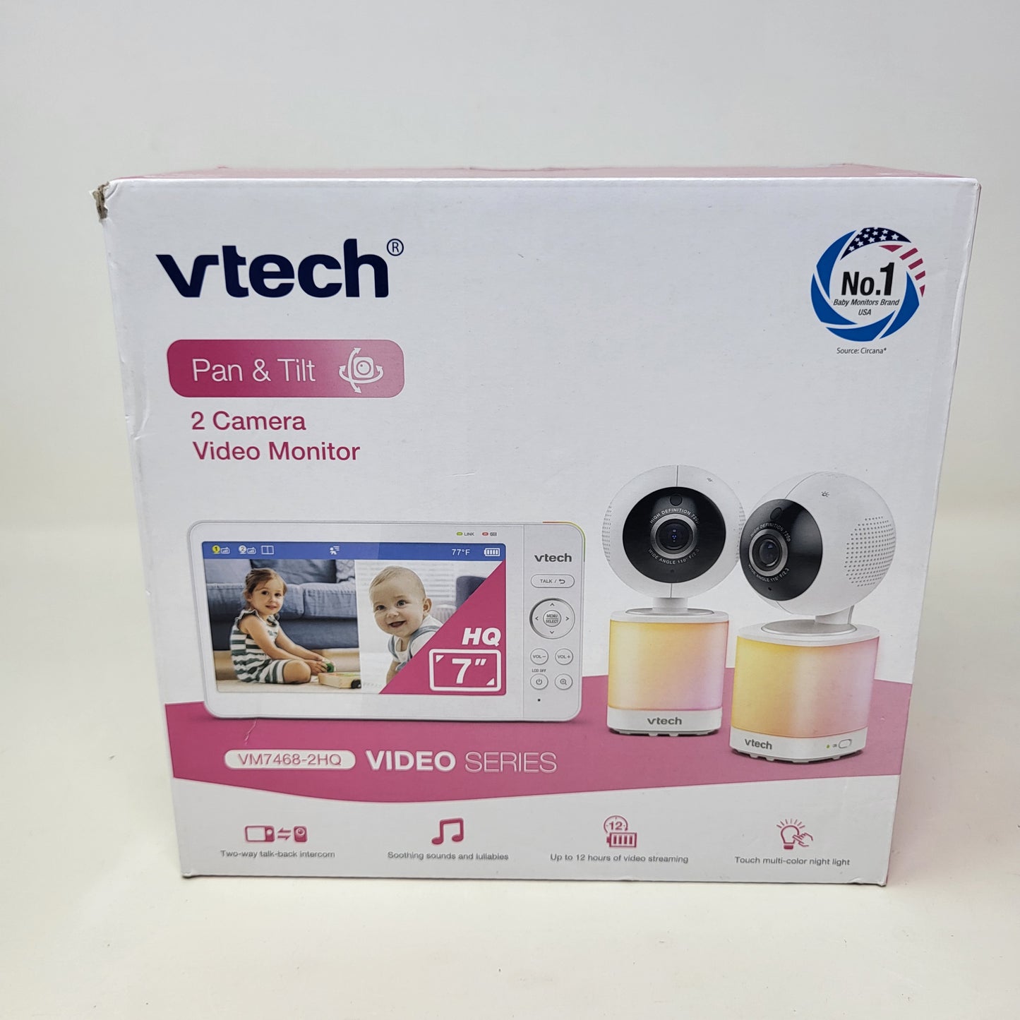New VTech 2 Camera 7 Digital Video Baby Monitor VM7468-2HQ