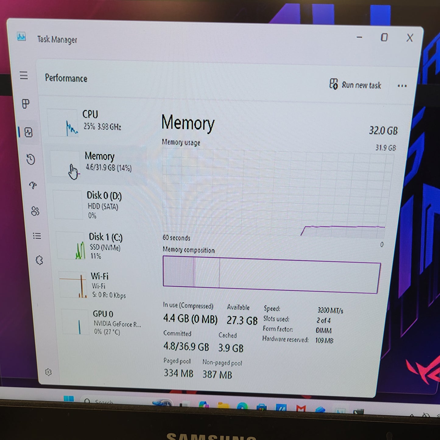 ASUS  Custom PC Ryzen 5 3600X 4.0GHz 32GB RAM 1TB HDD Nvidia GeForce RTX 3050