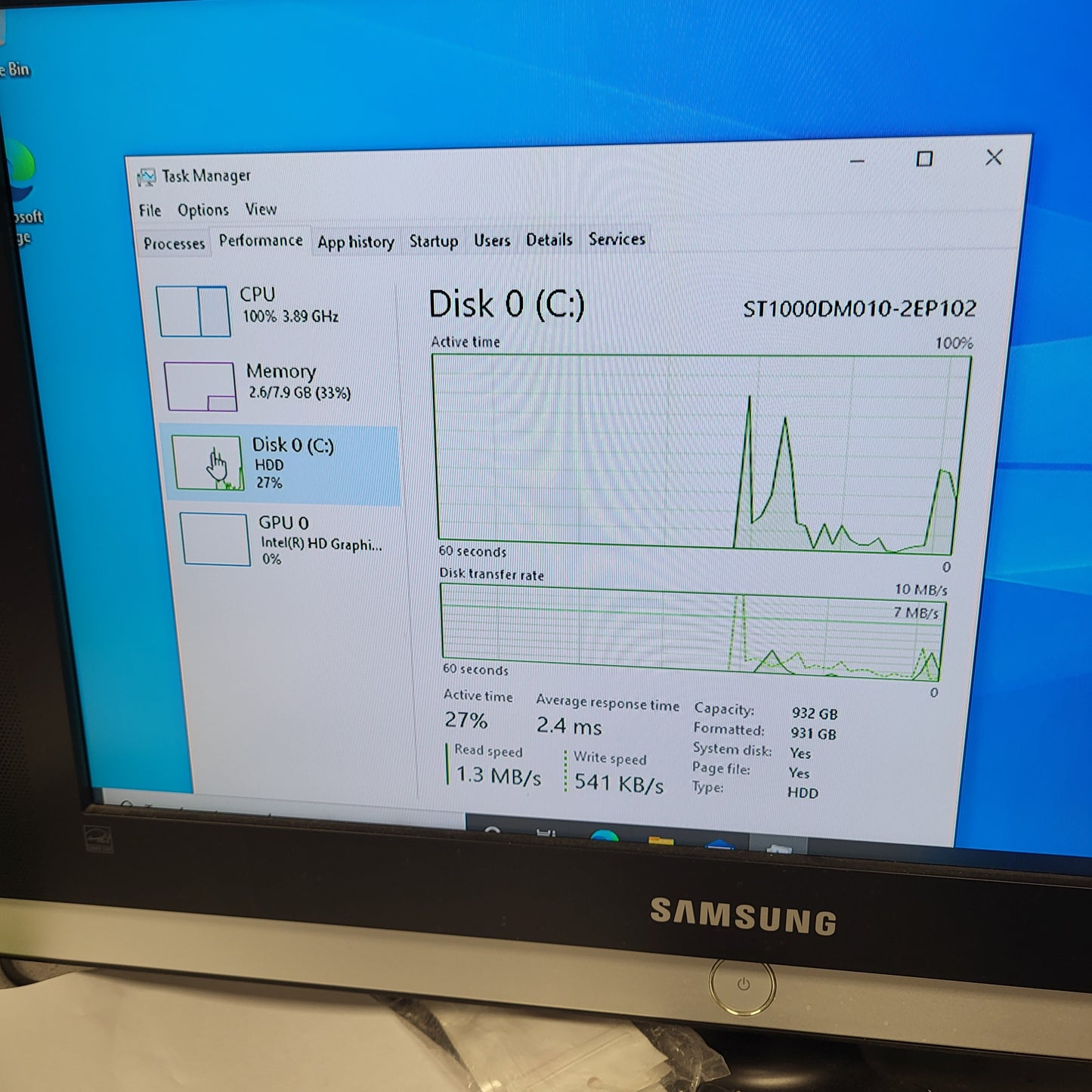 Dell Inspiron 3668 Core i3-7100 3.90GHz 8GB RAM 1TB HDD
