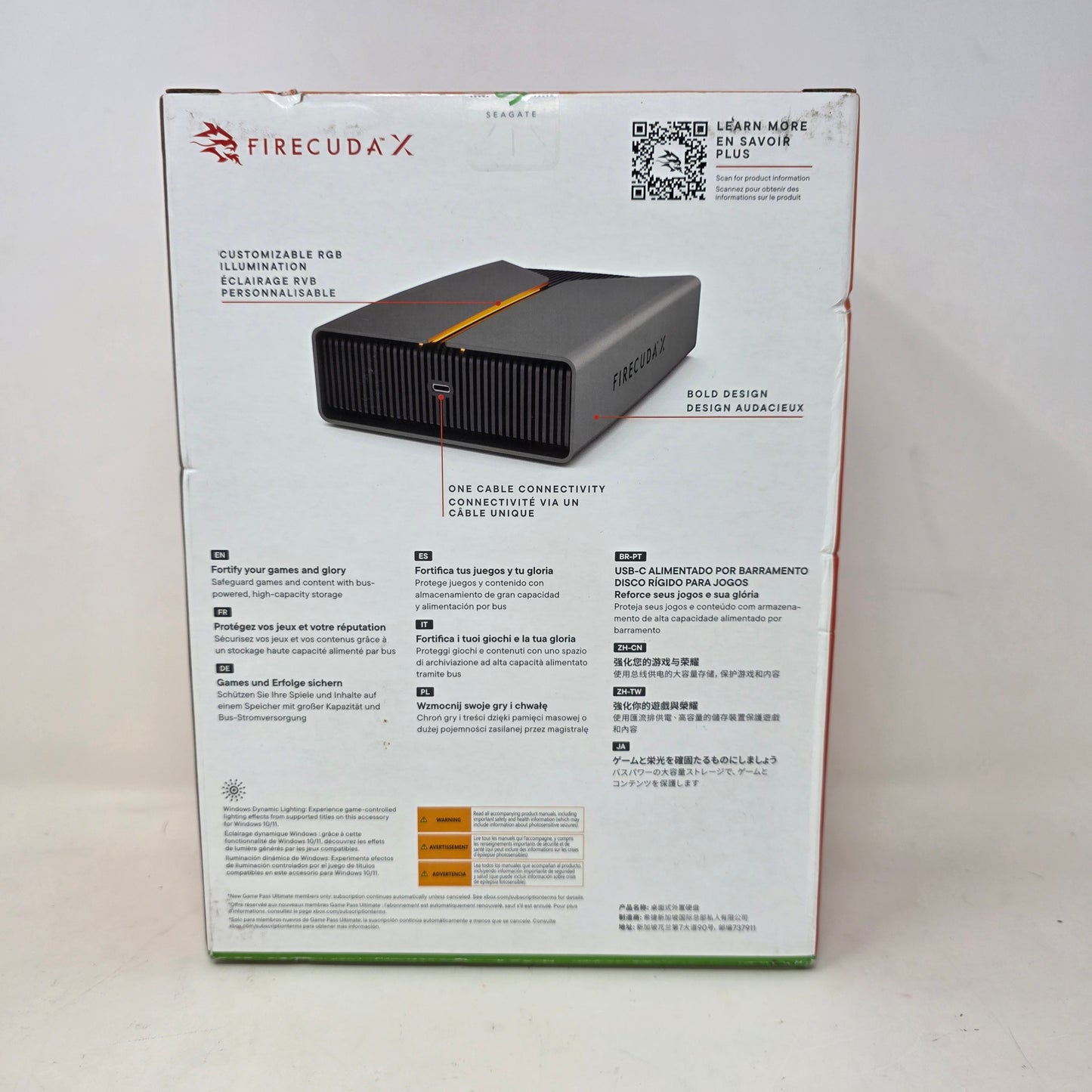 New Seagate External Gaming Hard RGB FireCuda X Vault 8TB USB Type-C HDD SRD0BP1