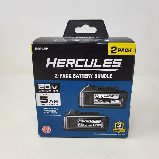 New Hercules  HC01-2P 20V  Li-Ion 5.0Ah 2-Pack Battery Bundle