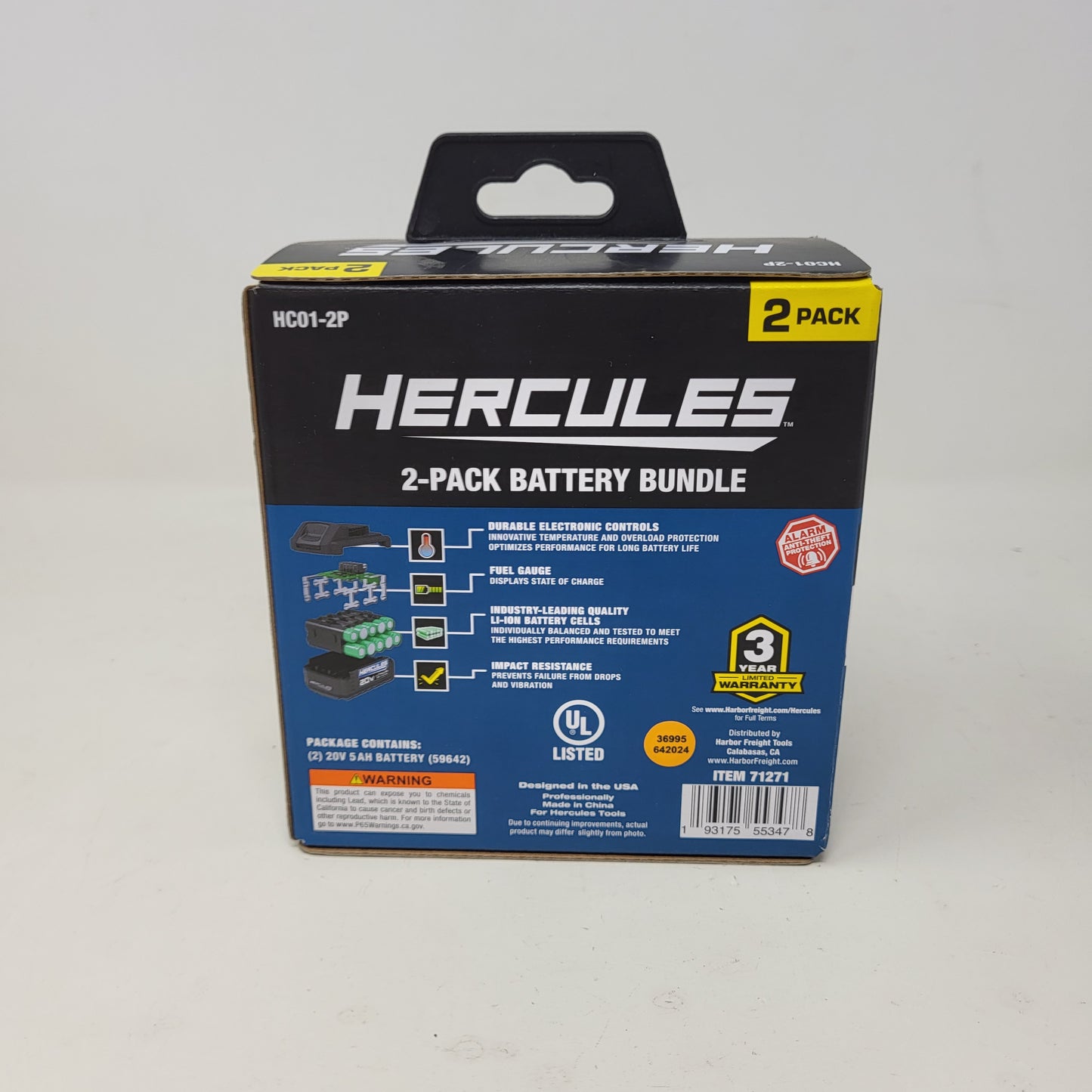 New Hercules  HC01-2P 20V  Li-Ion 5.0Ah 2-Pack Battery Bundle