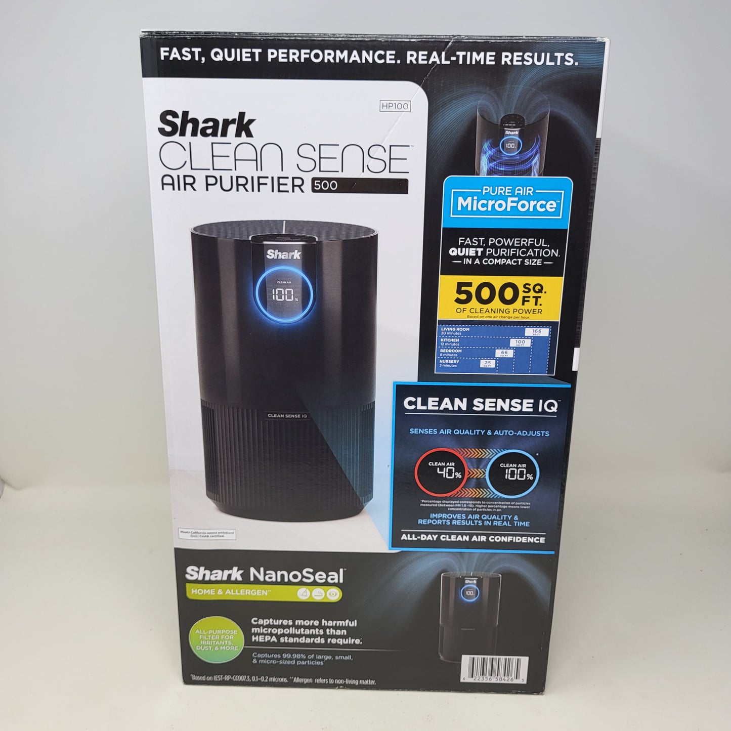 New Shark Air Purifier Nano Seal HEPA CleanSense IQ Odor Lock 500 HP100 Charcoal
