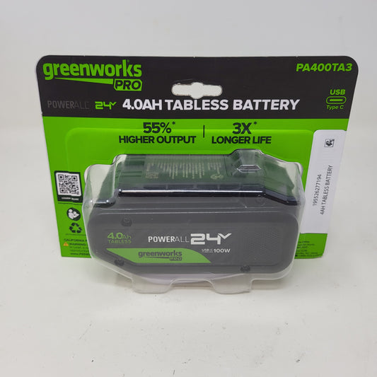 New Greenworks Pro 24V 4.0Ah Tabless Lithium-Ion Battery PA400TA3 USB-C 100W