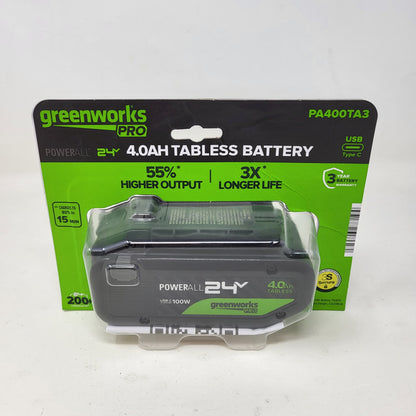 New Greenworks Pro 24V 4.0Ah Tabless Lithium-Ion Battery PA400TA3 USB-C 100W