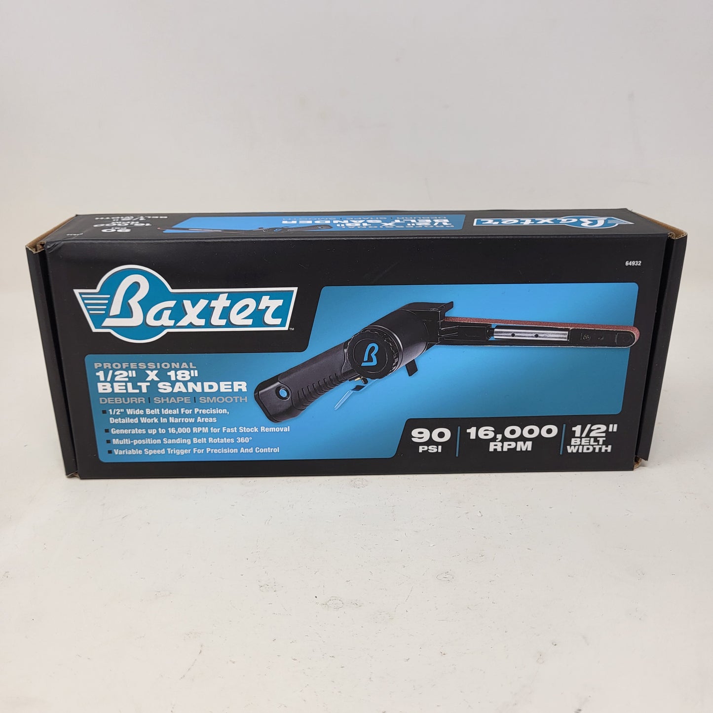 New Baxter 1/2" x 18" Professional Belt Air Sander Pneumatic 16000 RPM 64932