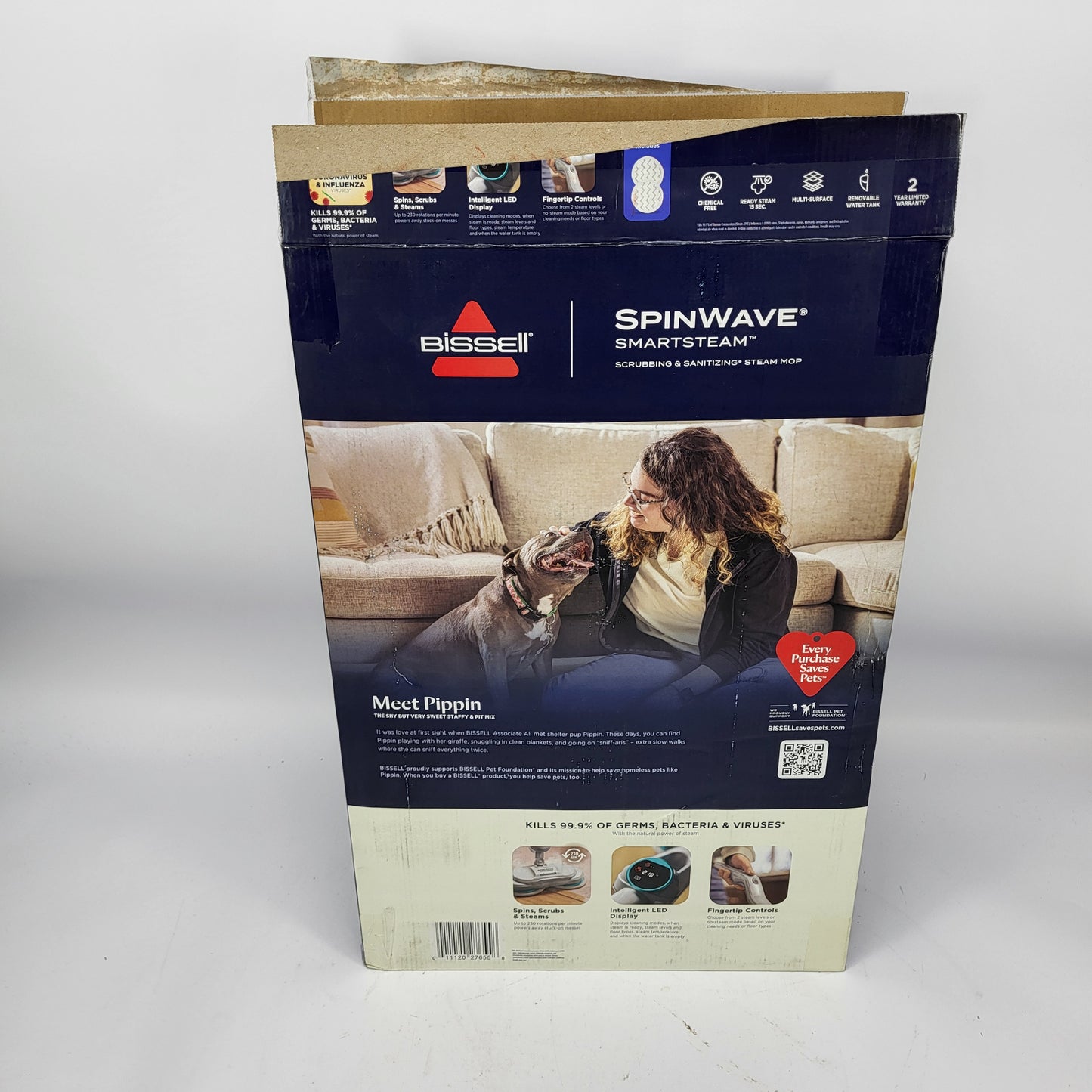 New Bissell SpinWave SmartSteam Scrubbing & Sanitizing Spin Mop 3712W