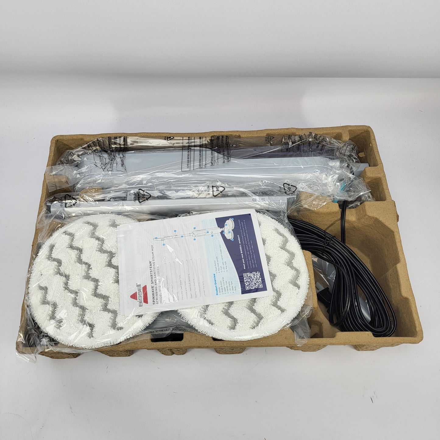 New Bissell SpinWave SmartSteam Scrubbing & Sanitizing Spin Mop 3712W