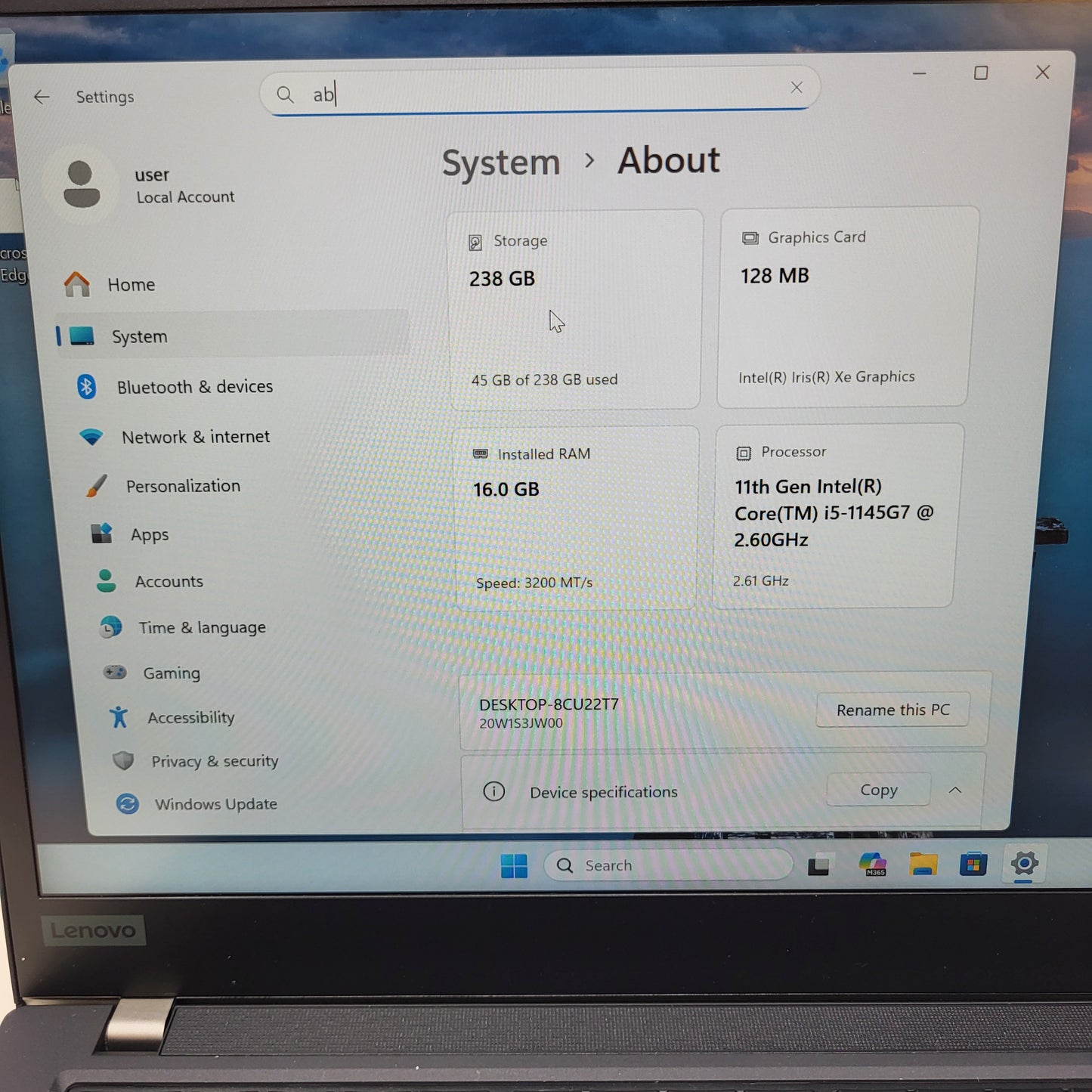 Lenovo ThinkPad T14 Gen 2i 8CU22T7 14" i5-1145G7 2.6GHz 16GB RAM 256GB SSD