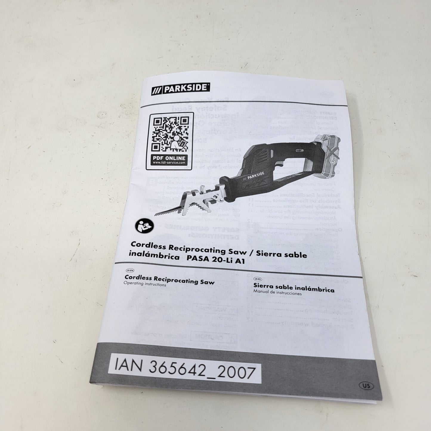 New Parkside PASA 20-Li 20V Cordless Garden Pruning Reciprocating Saw