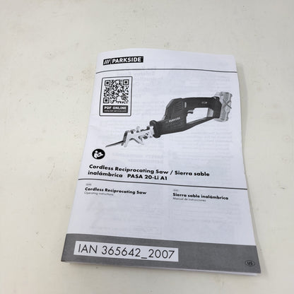 New Parkside PASA 20-Li 20V Cordless Garden Pruning Reciprocating Saw
