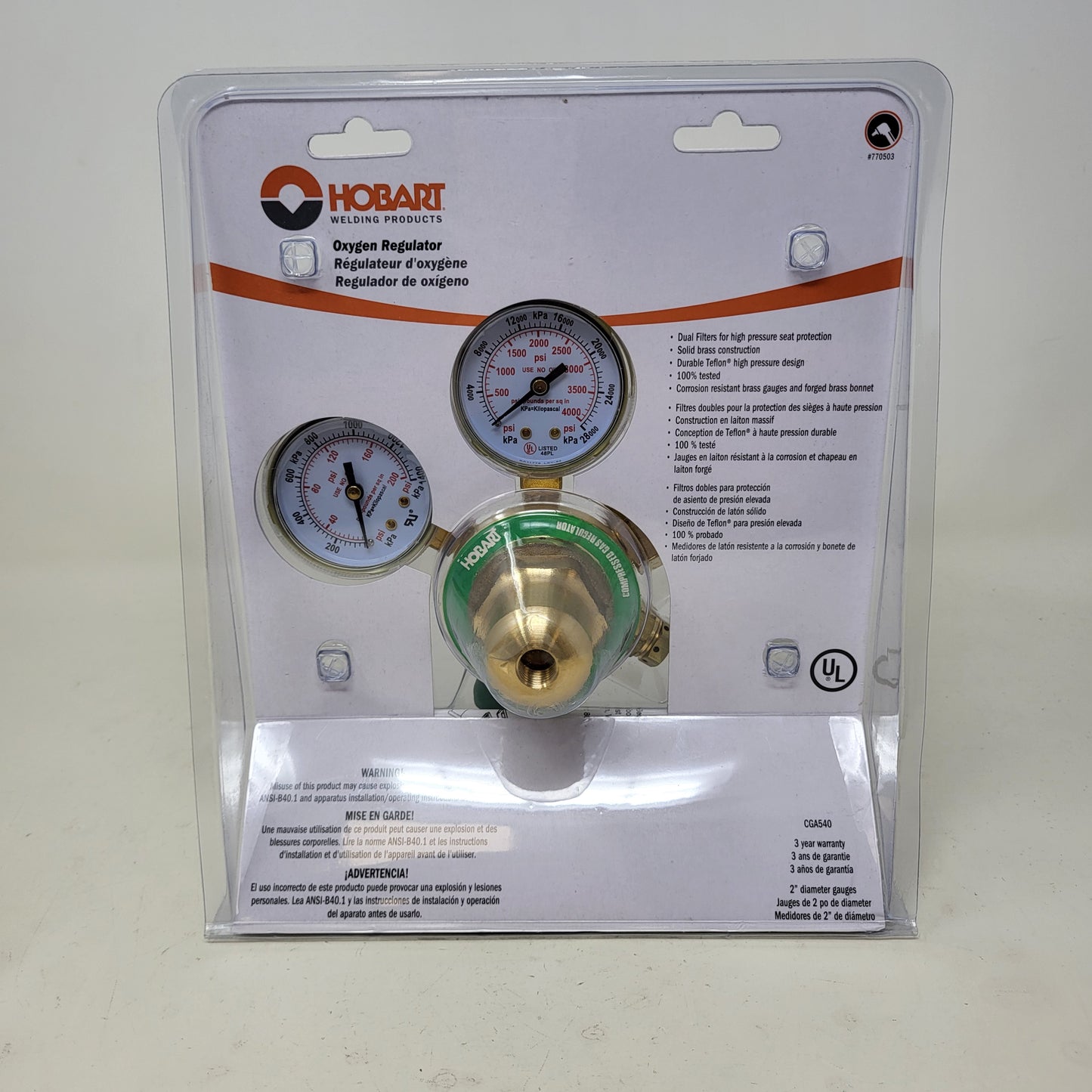 New Hobart 770503 Oxygen Regulator Single Stage Oxy-Fuel Welding Gauge