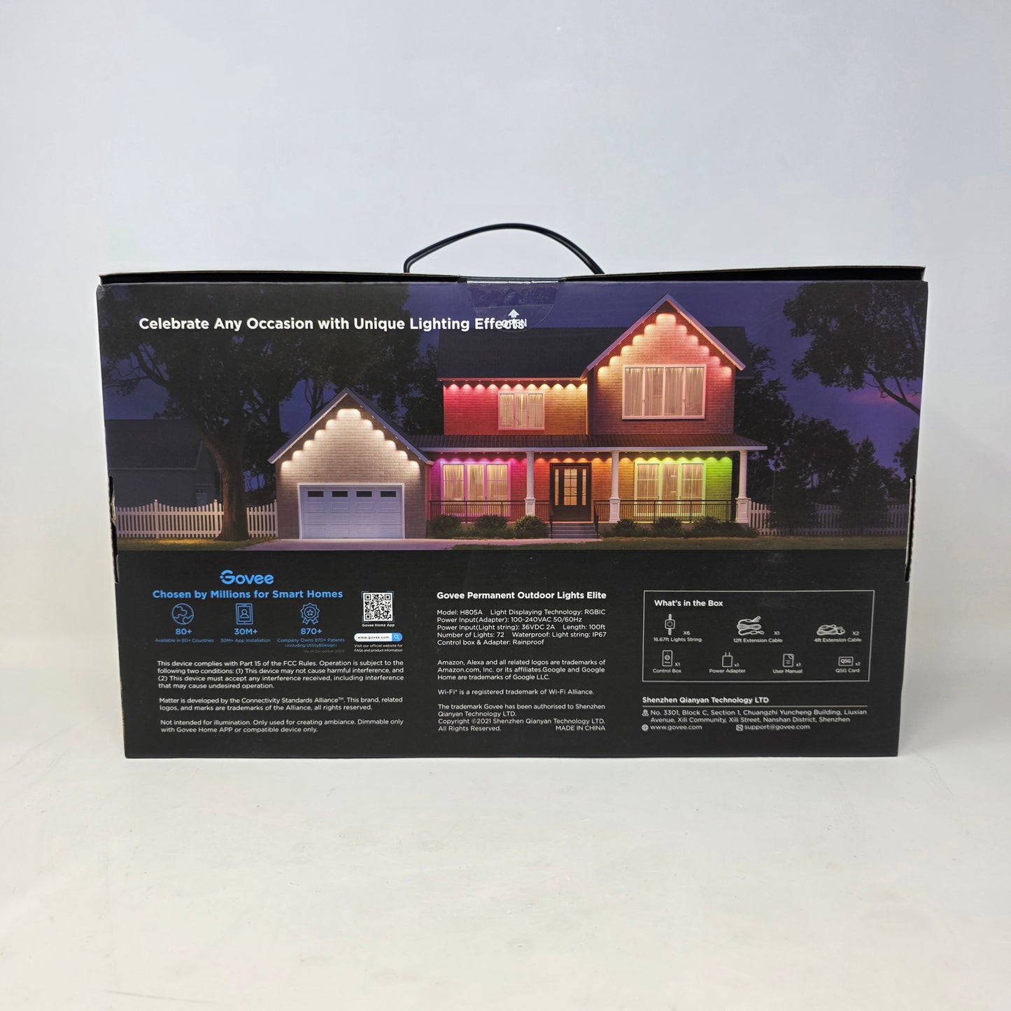 New Govee Elite Permanent Outdoor Lights 100ft RGBIC White Smart Wi-Fi 92156259