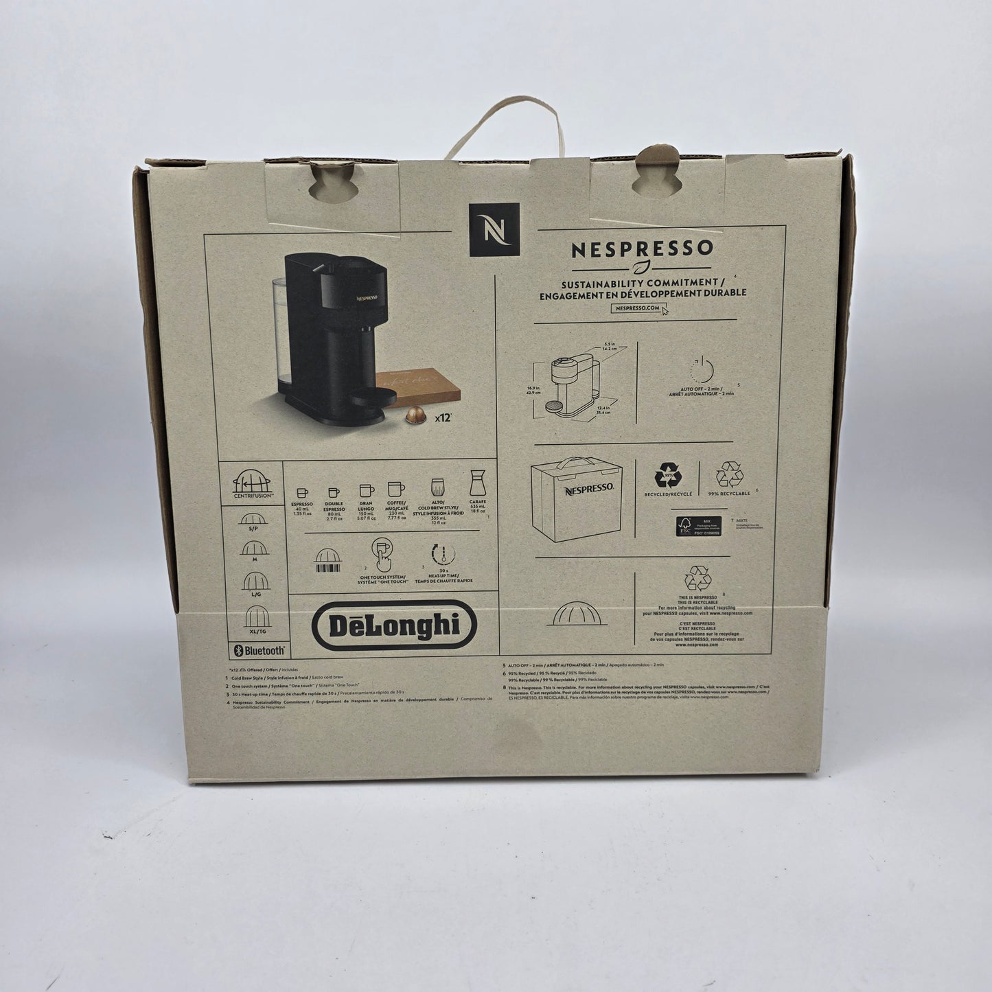 New Nespresso Vertuo Next Coffee Espresso Machine DeLonghi Black ENV120BG 12Pods