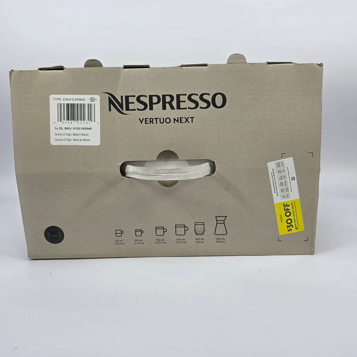 New Nespresso Vertuo Next Coffee Espresso Machine DeLonghi Black ENV120BG 12Pods