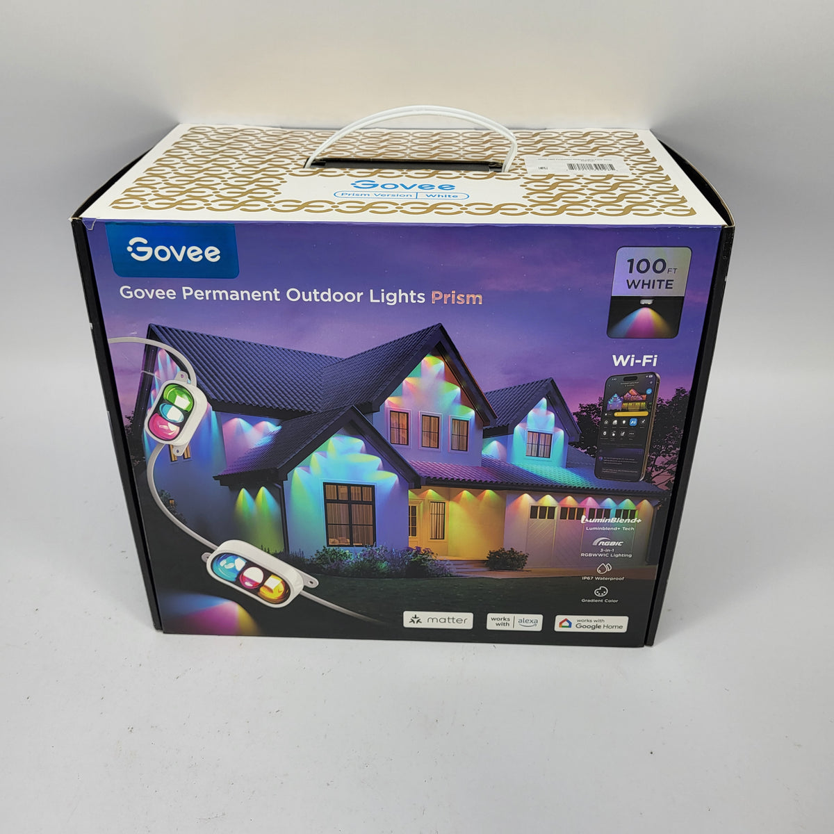 New Govee Permanent Outdoor Lights Prism 100FT White Smart RGBWWIC H707C