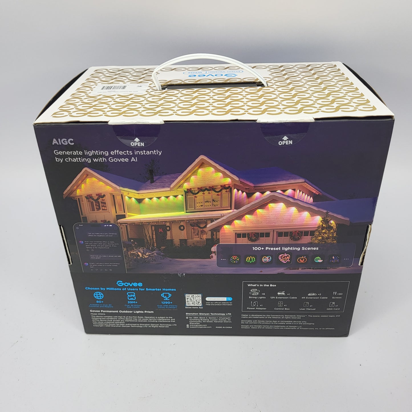 New Govee Permanent Outdoor Lights Prism 100FT White Smart RGBWWIC H707C