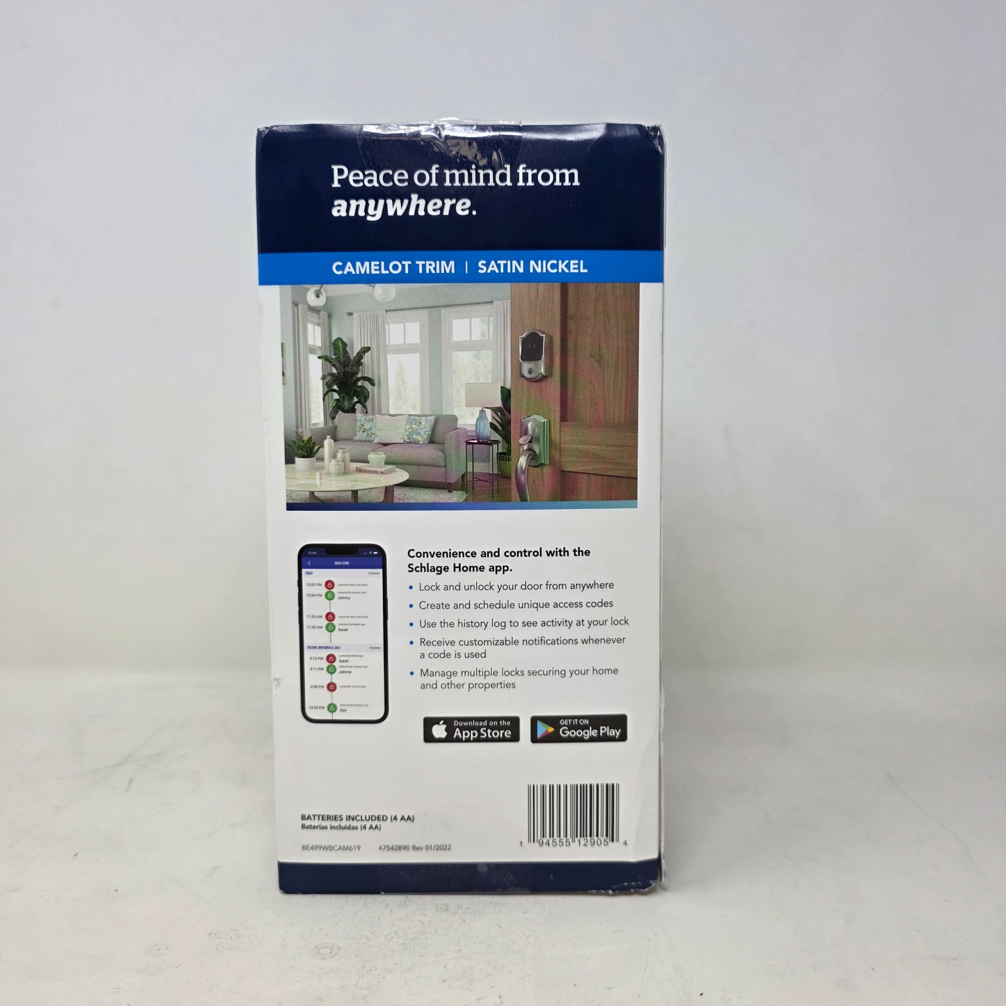 New Schlage Encode Plus Smart WiFi Deadbolt Camelot Satin Nickel BE499WBVCAM619