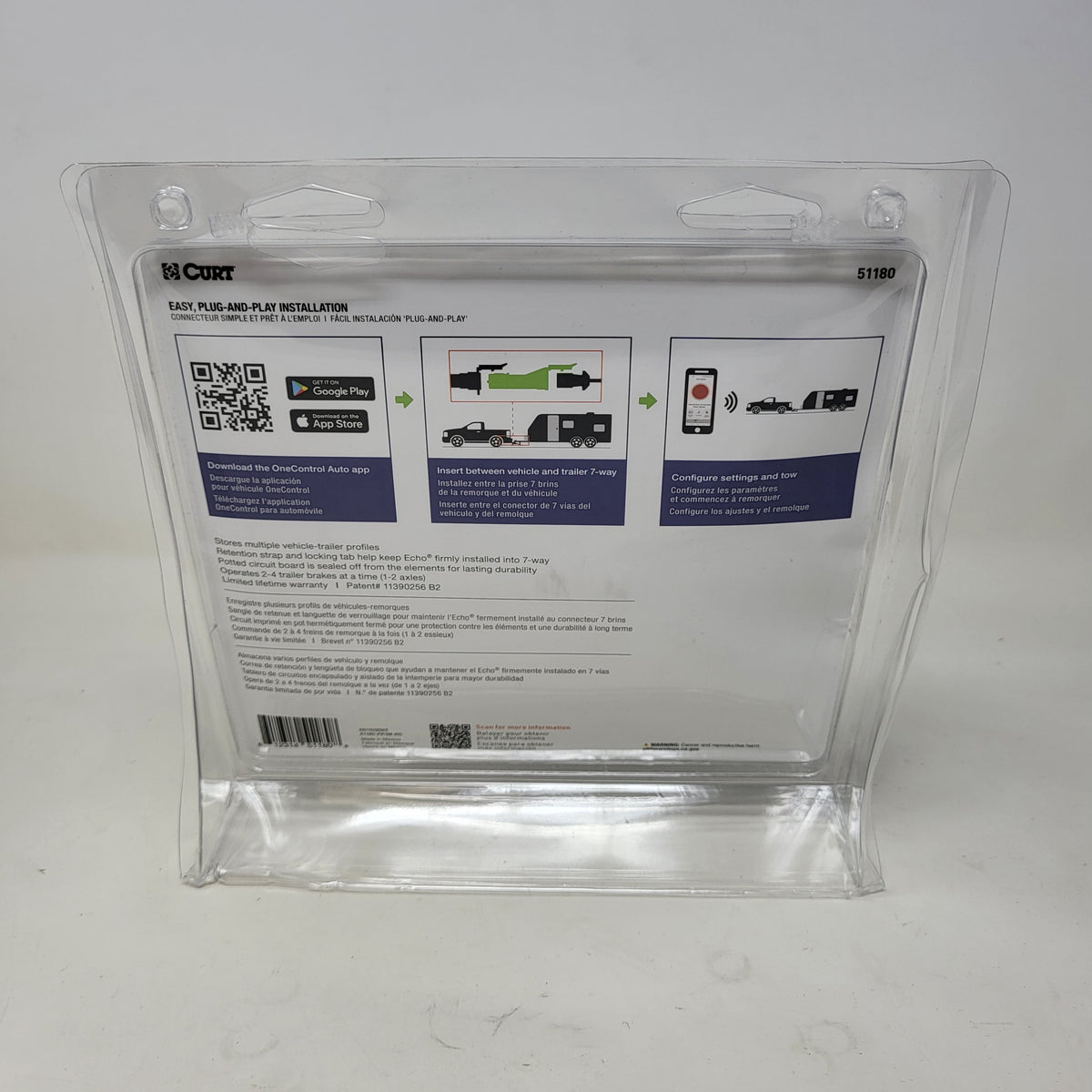 New Curt 51180 Echo Wireless Trailer Brake Controller Bluetooth 