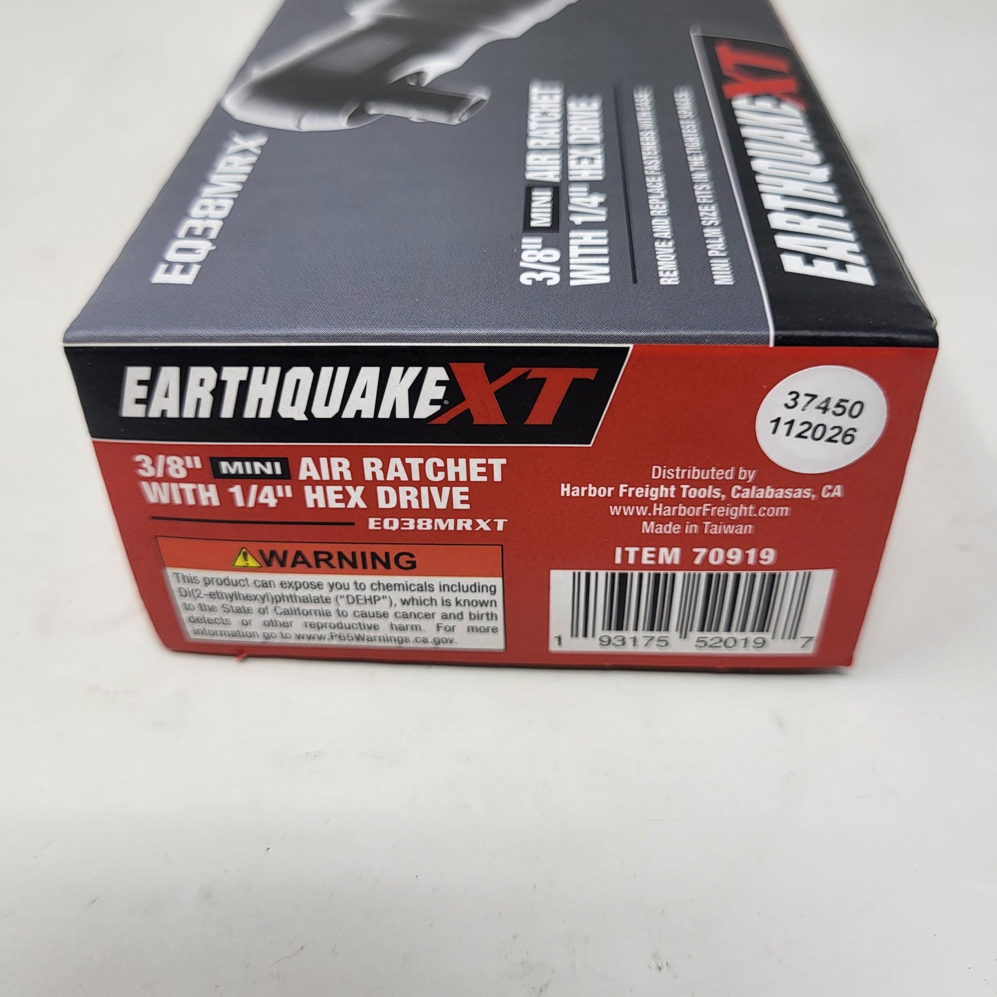 New Earthquake XT EQ38MRX 3/8" Mini Air Ratchet W/ 1/4" Hex Drive Pneumatic Tool