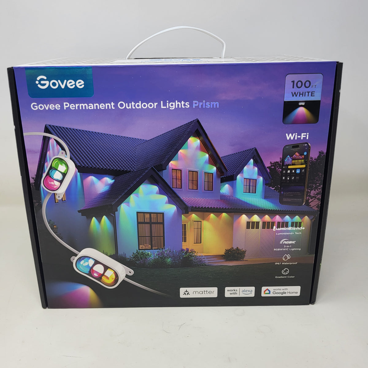 New Govee Permanent Outdoor Lights Prism 100ft H707A Smart RGBW Wi-Fi Matter