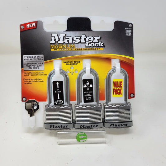 New Master Lock Magnum M1XTRILH Heavy Duty Outdoor Padlocks Keyed Alike 3 Pack