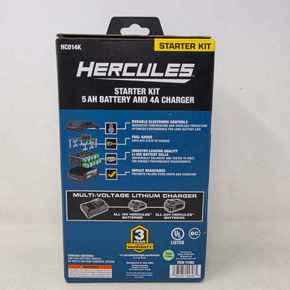 New HERCULES 20V 5 Ah Lithium-Ion Battery & 4A Charger Starter Kit 71262