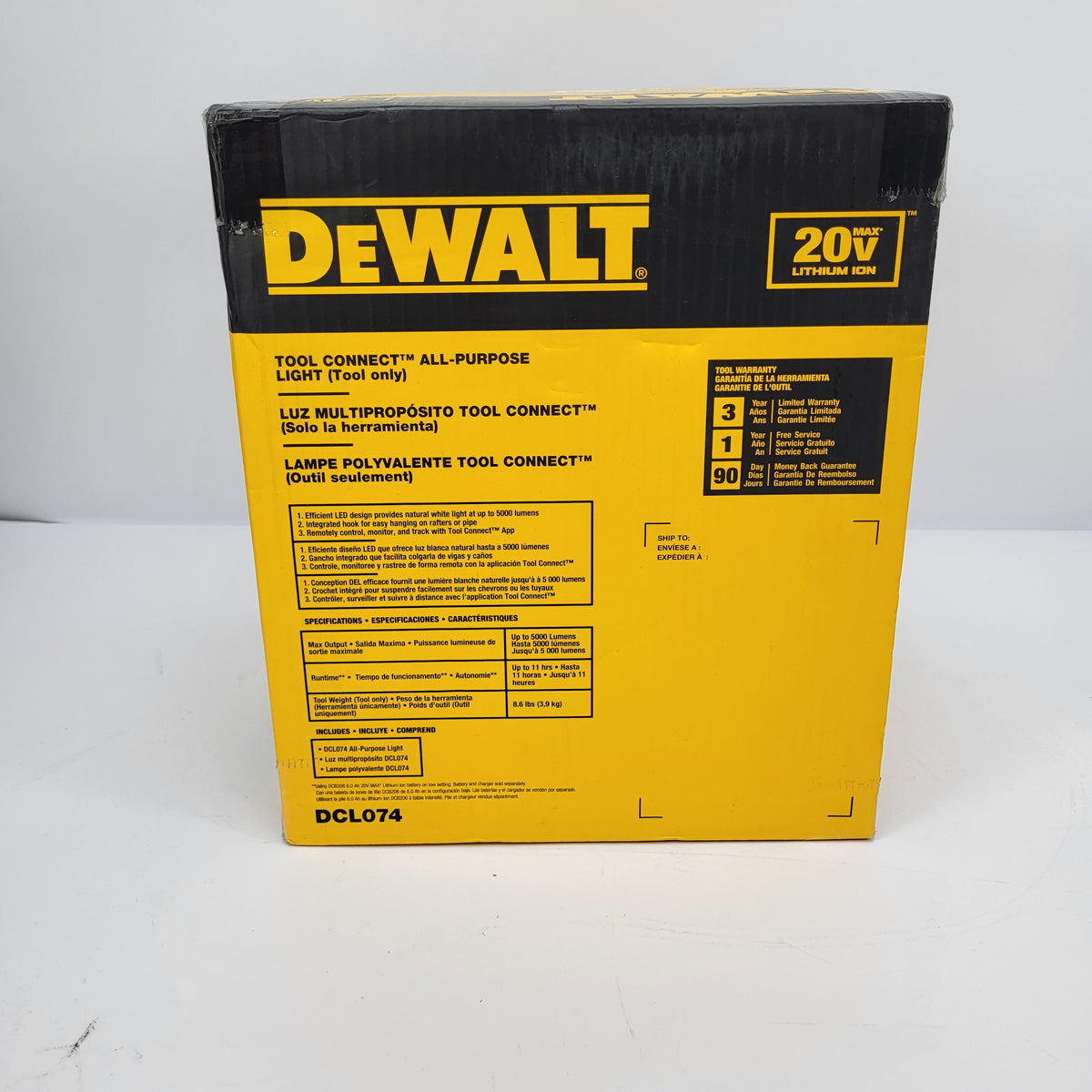New DeWalt 20V MAX Cordless Work Light DCL074