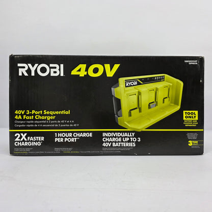 NEW RYOBI 40V 3-Port Sequential 4A Fast Battery Charger OP407A Tool 