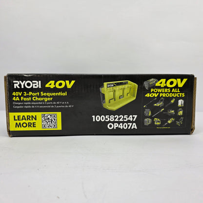 NEW RYOBI 40V 3-Port Sequential 4A Fast Battery Charger OP407A Tool 