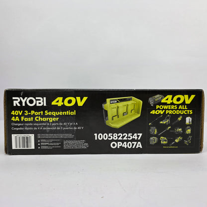 NEW RYOBI 40V 3-Port Sequential 4A Fast Battery Charger OP407A Tool 