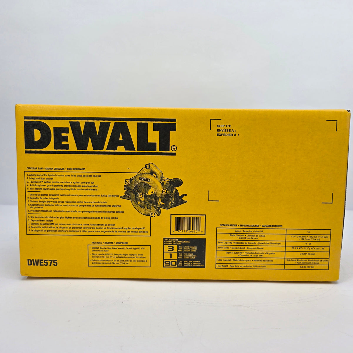 New DEWALT DWE575 7-1/4-in 15-Amp Corded Circular Saw 