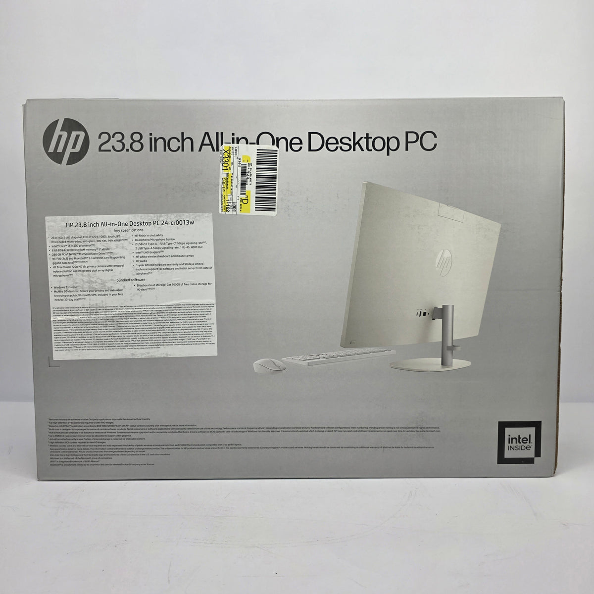 New HP 23.8"All-In One i3-N300 1.80GHz 8GB RAM 256GB SSD