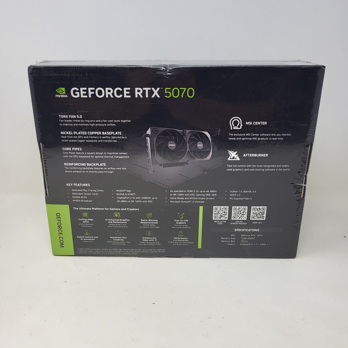 New MSI GeForce RTX 5070 SHADOW 2X OC 12GB GDDR7 Graphics Card 