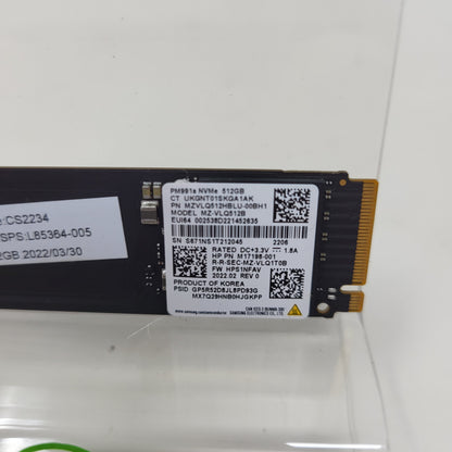 Samsung PM991a 512GB NVMe M.2 SSD Solid State Drive MZ-VLQ512B HP PN M17198-001