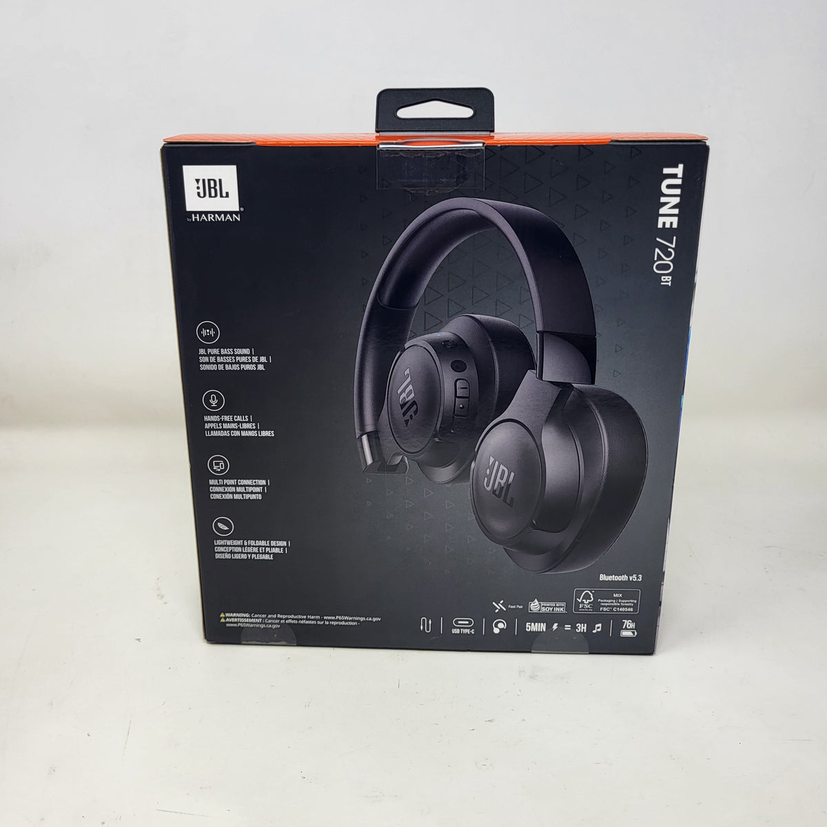 New JBL Tune 720BT Wireless Over-Ear Bluetooth Headphones Black JBLT720BTBLKAM