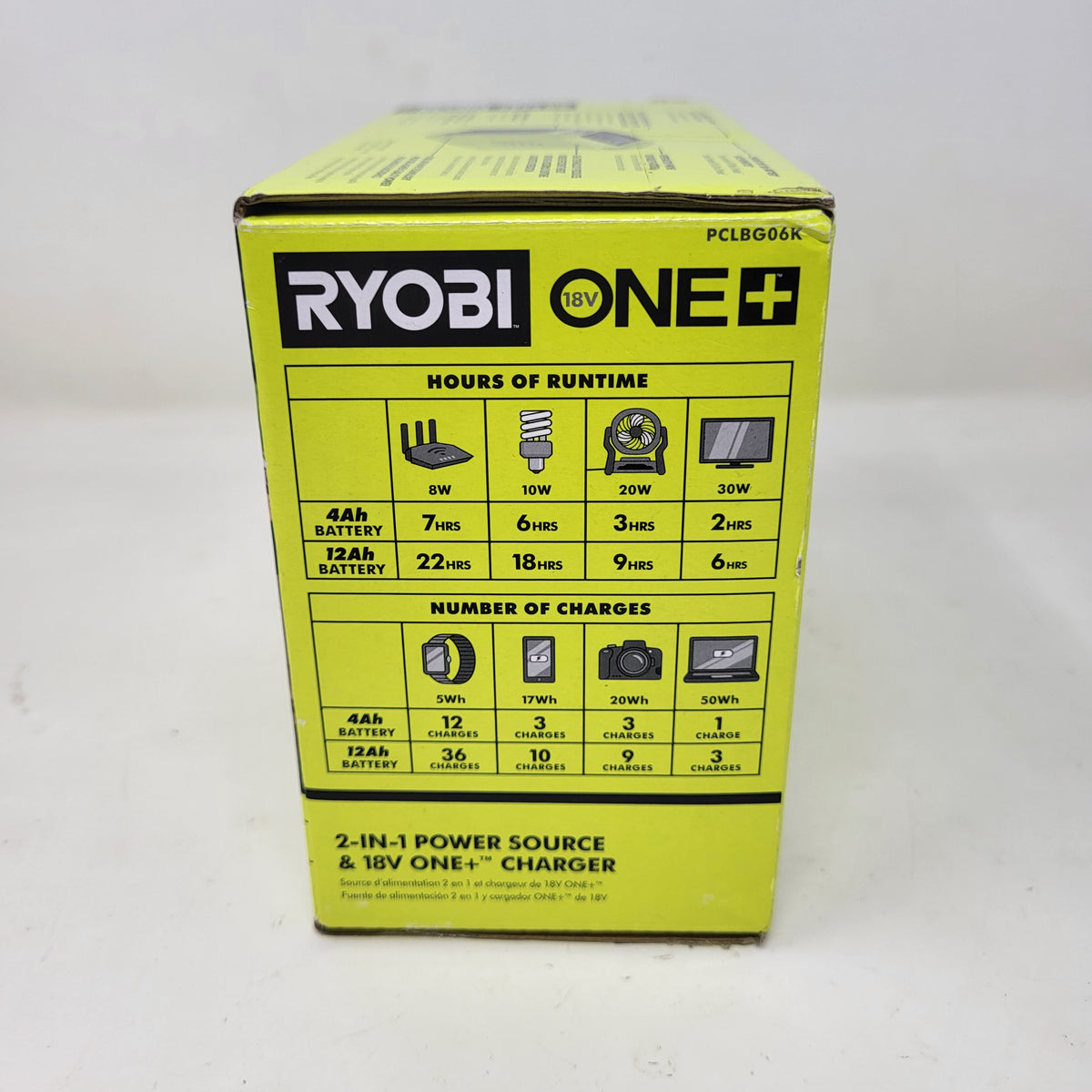 New Ryobi ONE+ 18V 200-Watt Portable Battery Power Source and Charger