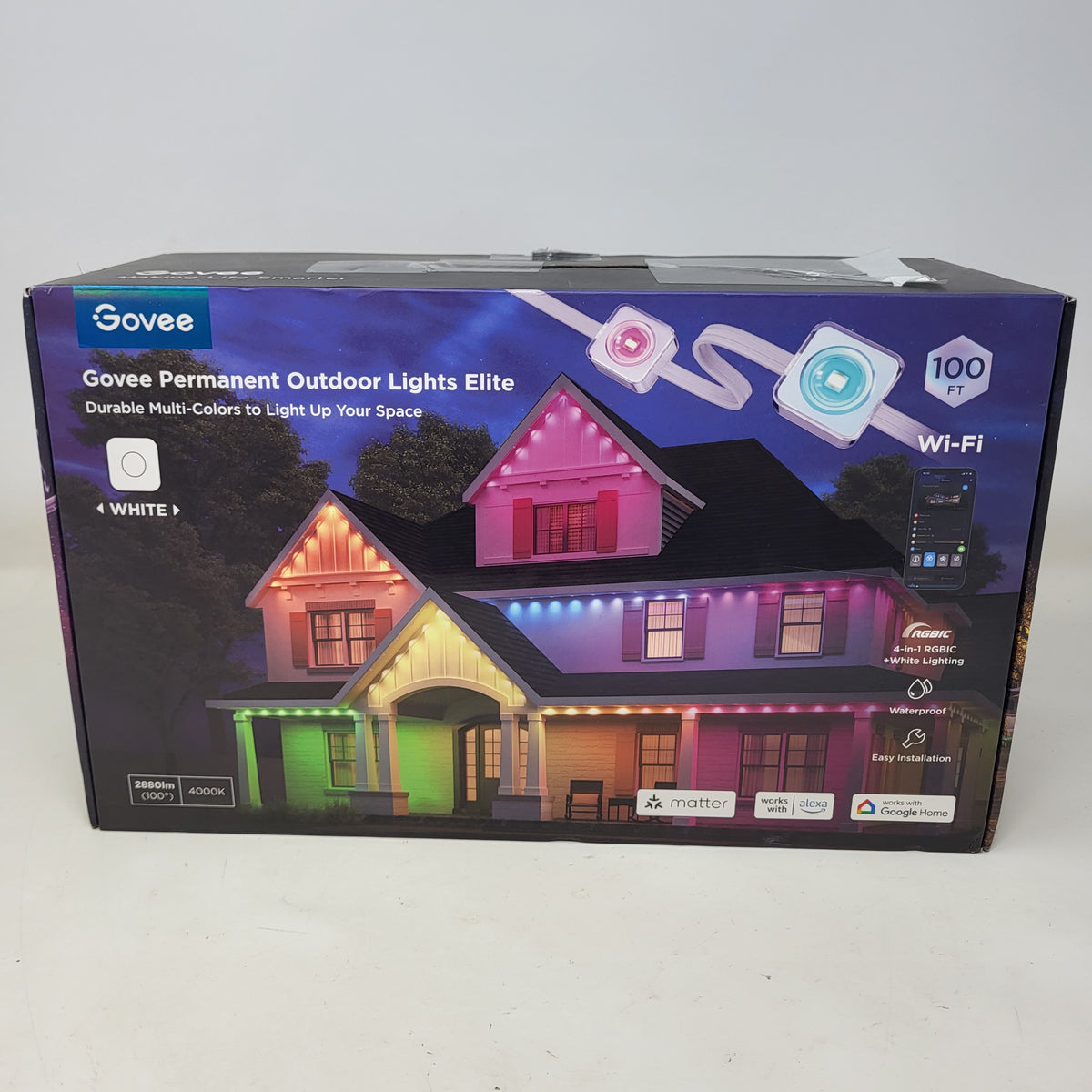 New Govee Wi-Fi RGBIC Outdoor Permanent String Lights White