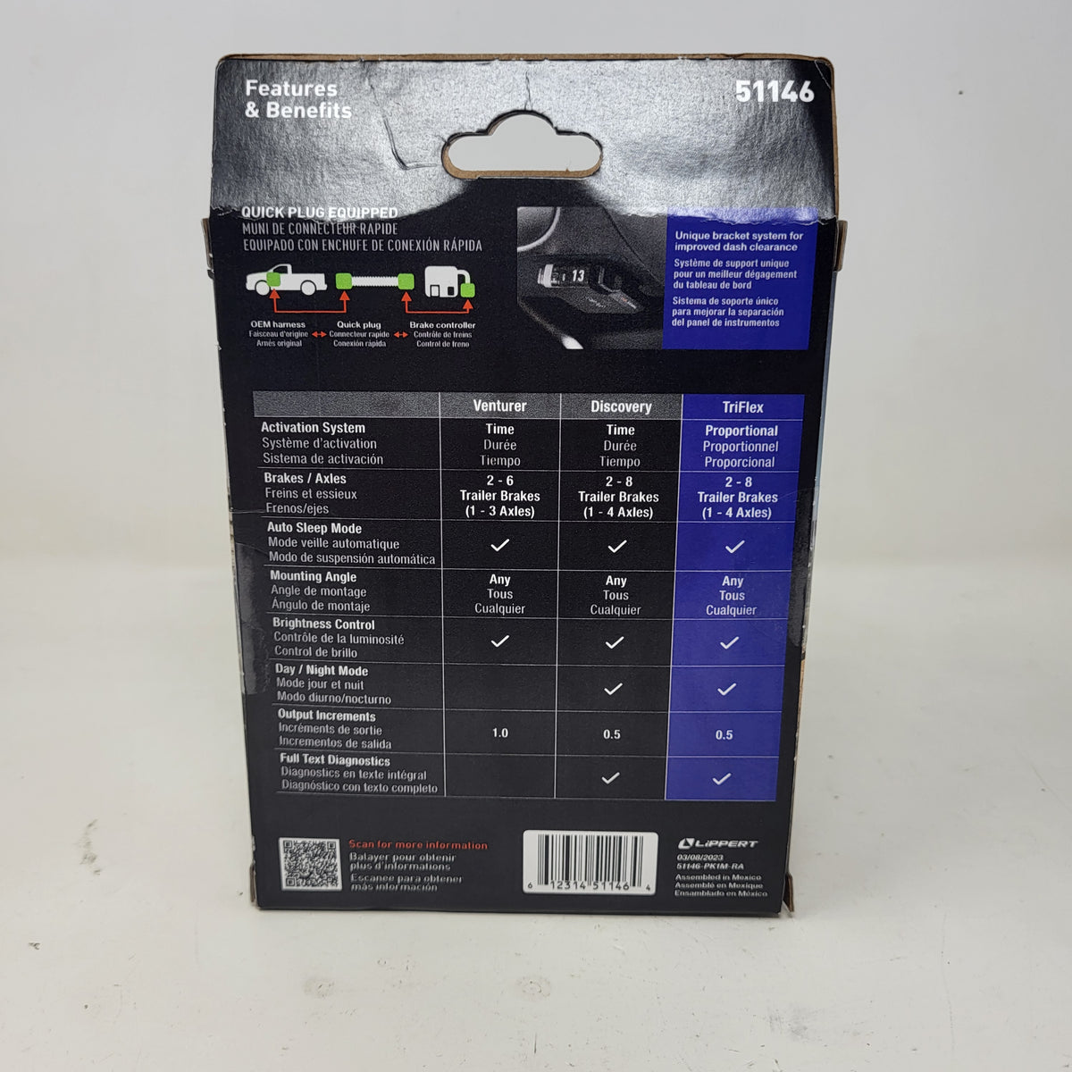 New CURT 51146 TriFlex Next Proportional Trailer Brake Controller 1-4 Axle