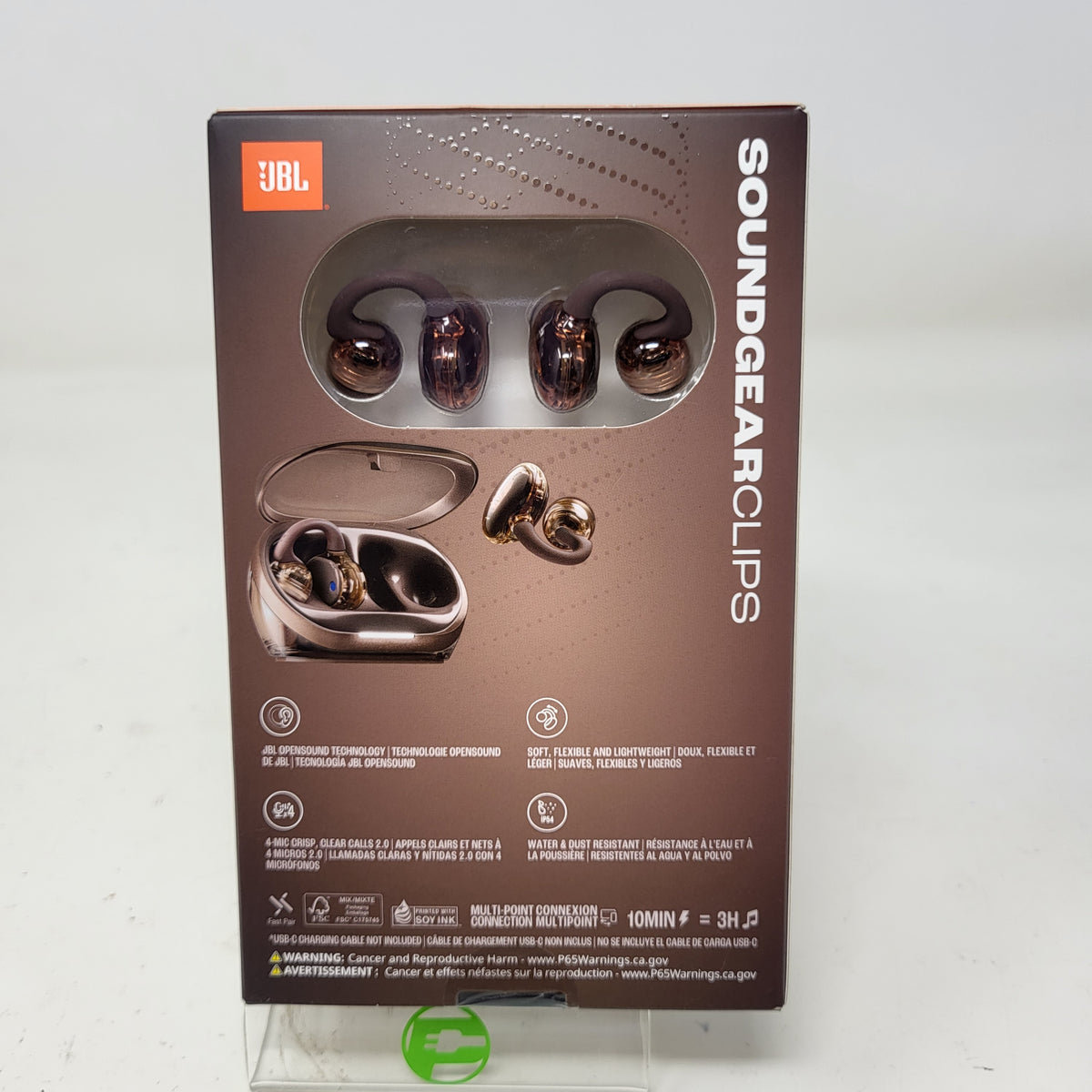 New JBL Soundgear Clips Open-Ear Wireless Bluetooth Headphones Brown Copper 32H