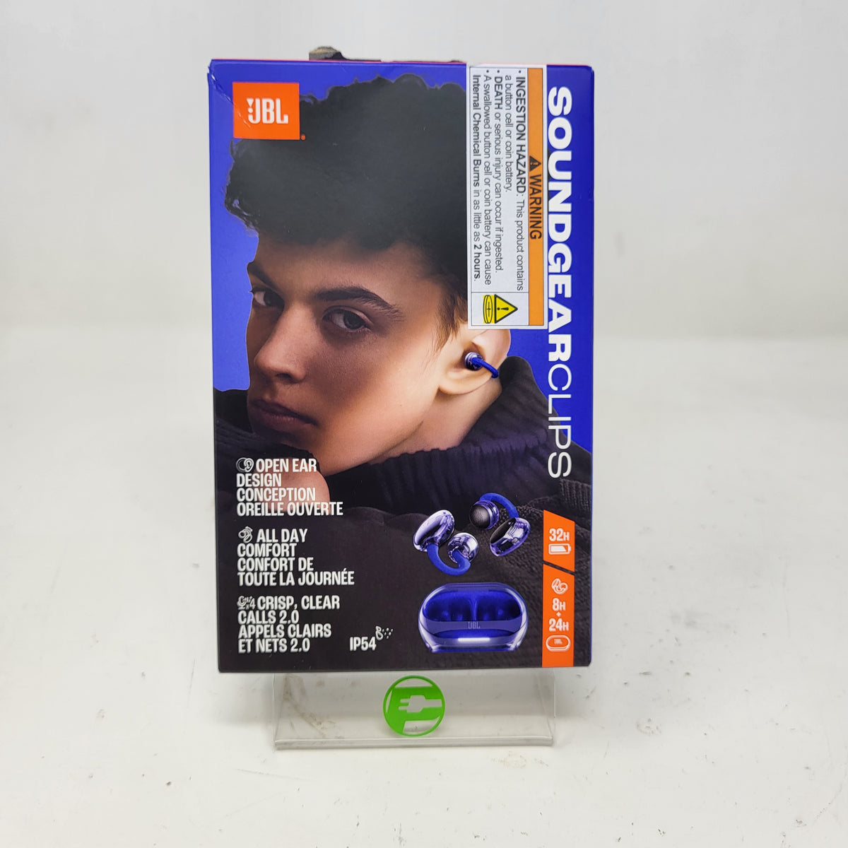  New JBL Soundgear Clips True Wireless Open-Ear Bluetooth Headphones Blue 1P54