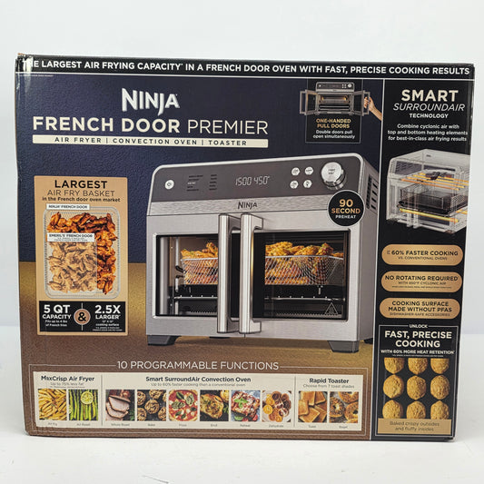 New Ninja FO101 French Door Air Fryer Convection Oven Toaster Stainless Steel