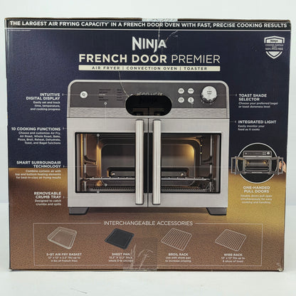 New Ninja FO101 French Door Air Fryer Convection Oven Toaster Stainless Steel