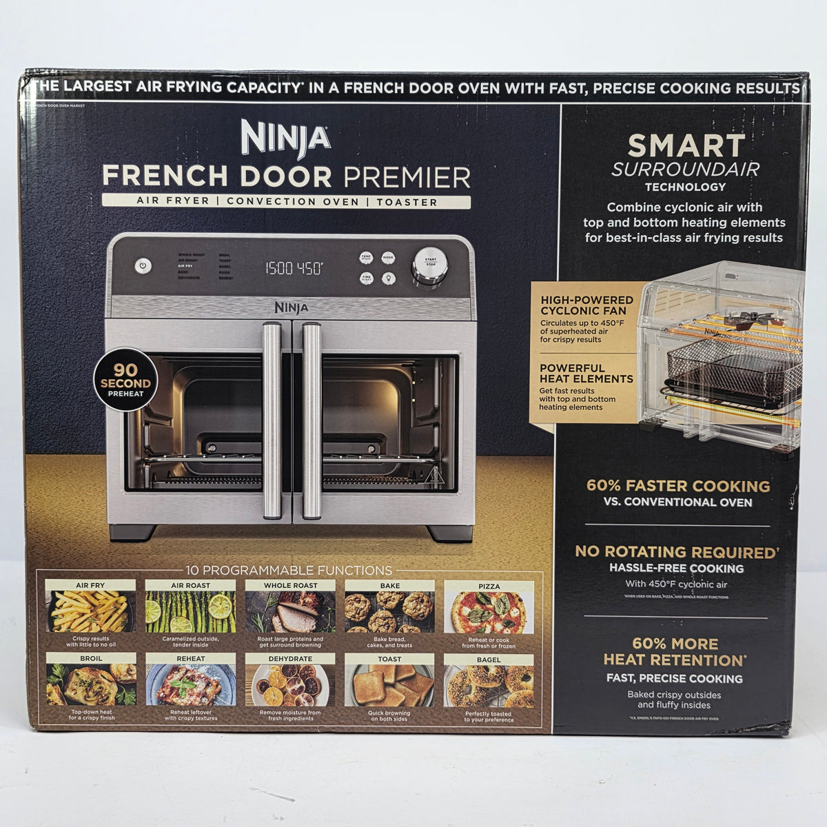 New Ninja FO101 French Door Air Fryer Convection Oven Toaster Stainless Steel