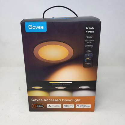 New Govee H801A 6 Inch Smart Recessed Downlight 4 Pack RGBWW Matter WiFi
