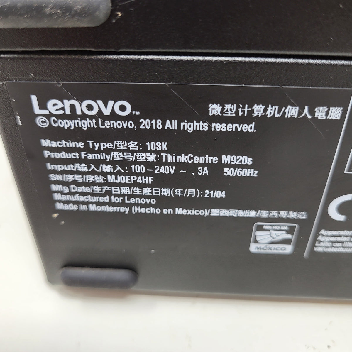 Lenovo ThinkCentre 0ICON14 Core i5-8500 3.00GHz 8GB RAM 256GB SSD