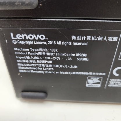 Lenovo ThinkCentre 0ICON14 Core i5-8500 3.00GHz 8GB RAM 256GB SSD
