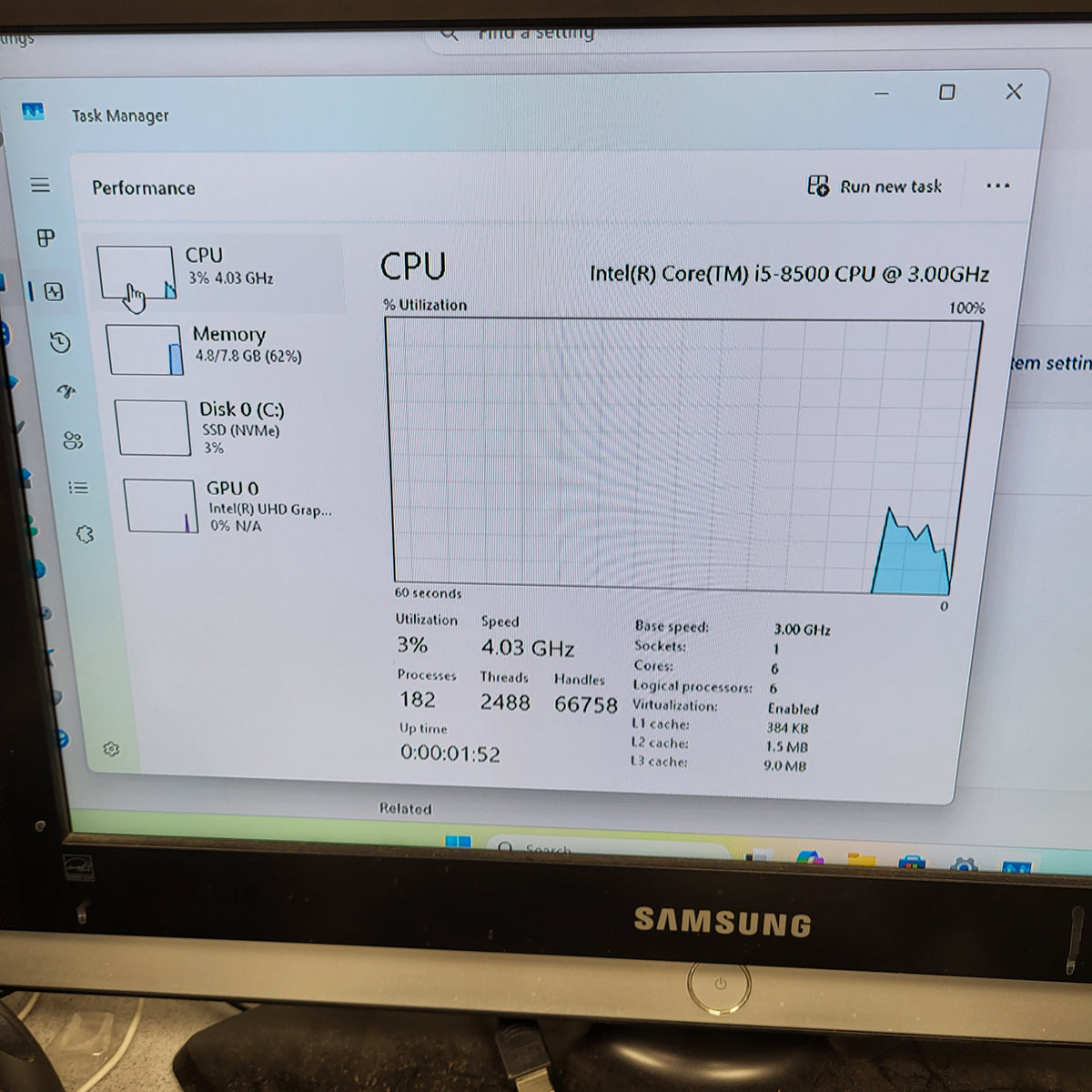 Lenovo ThinkCentre 0ICON14 Core i5-8500 3.00GHz 8GB RAM 256GB SSD